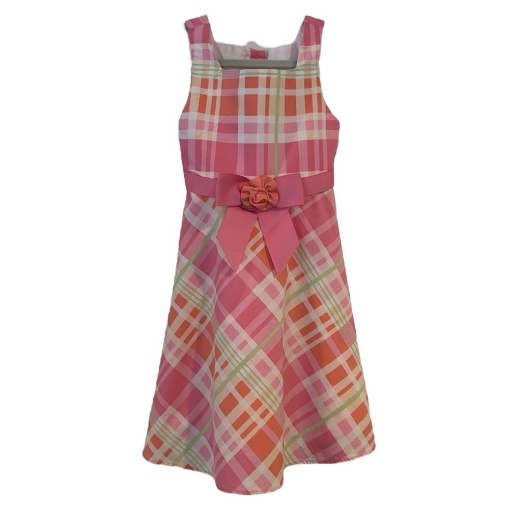 Youngland pink white green toddler, girls spring summer Easter dress sleeveless